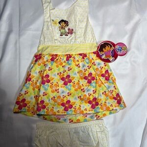 Vintage 2007 Dora the Explorer Hawaiian Dress 2PC 24M NWT Floral Outfit Nick Jr